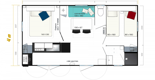 Mobil Home provence 4 5 pers plan larg