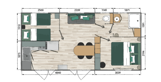 mobil home adou 4p camping saintes marie