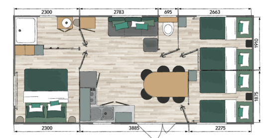 mobil home adou 6p camping saintes marie